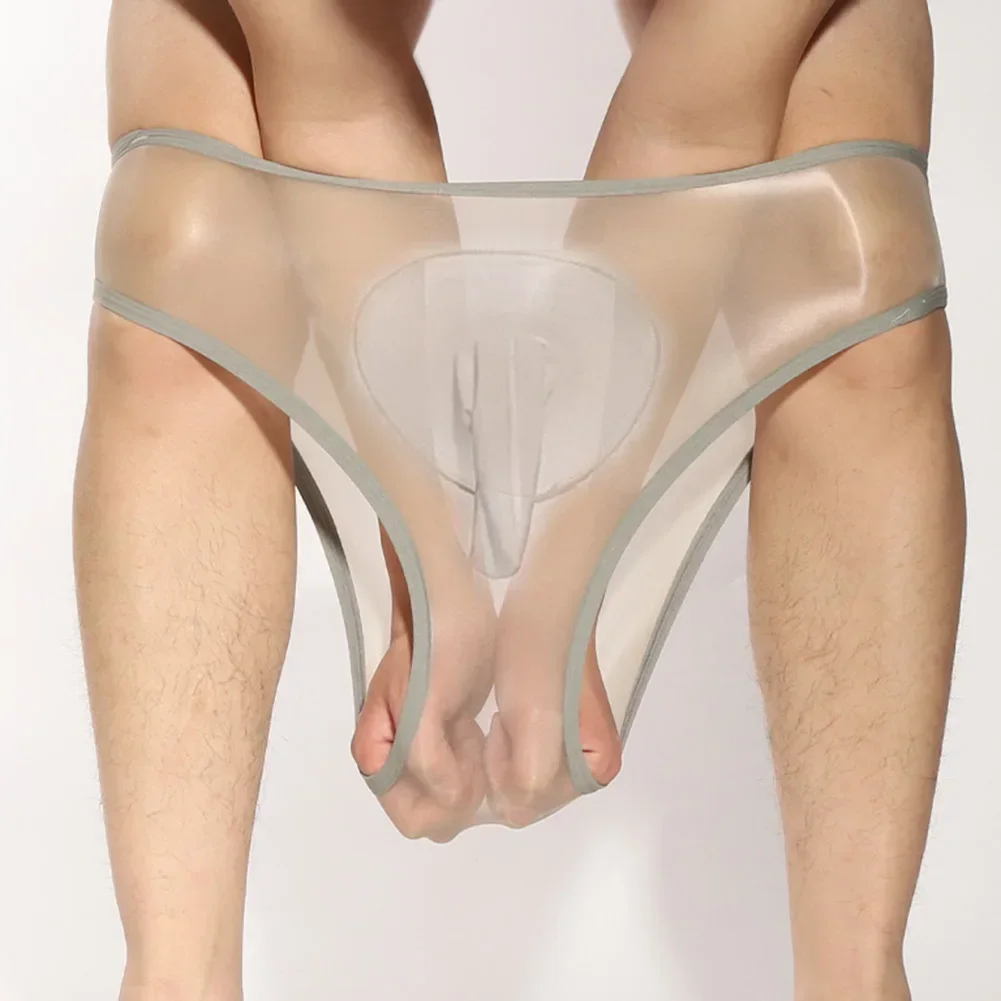 

Sexy Men's Panties Oil Shiny Transparent Seamless Sheer Stretch Briefs Underwear Pump Man Glossy Panties Bulge Pouch Briefs