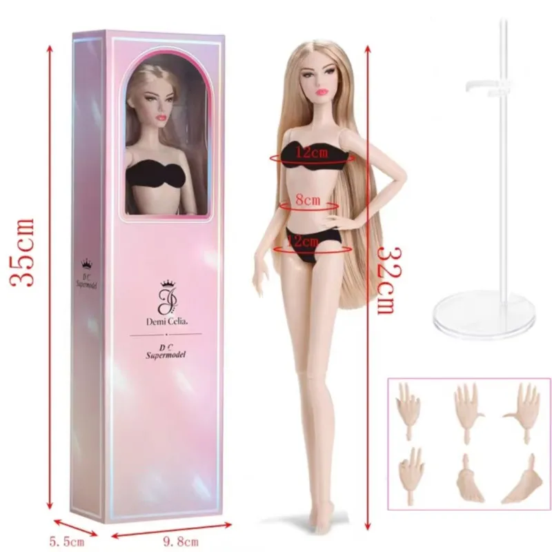 

32cm 2nd Gen Supermodel Doll Nylon Long Hair Fashion Make-up 14 Joints White/Normal/Dark Skin 1/6 Female Figure Collectible Gift