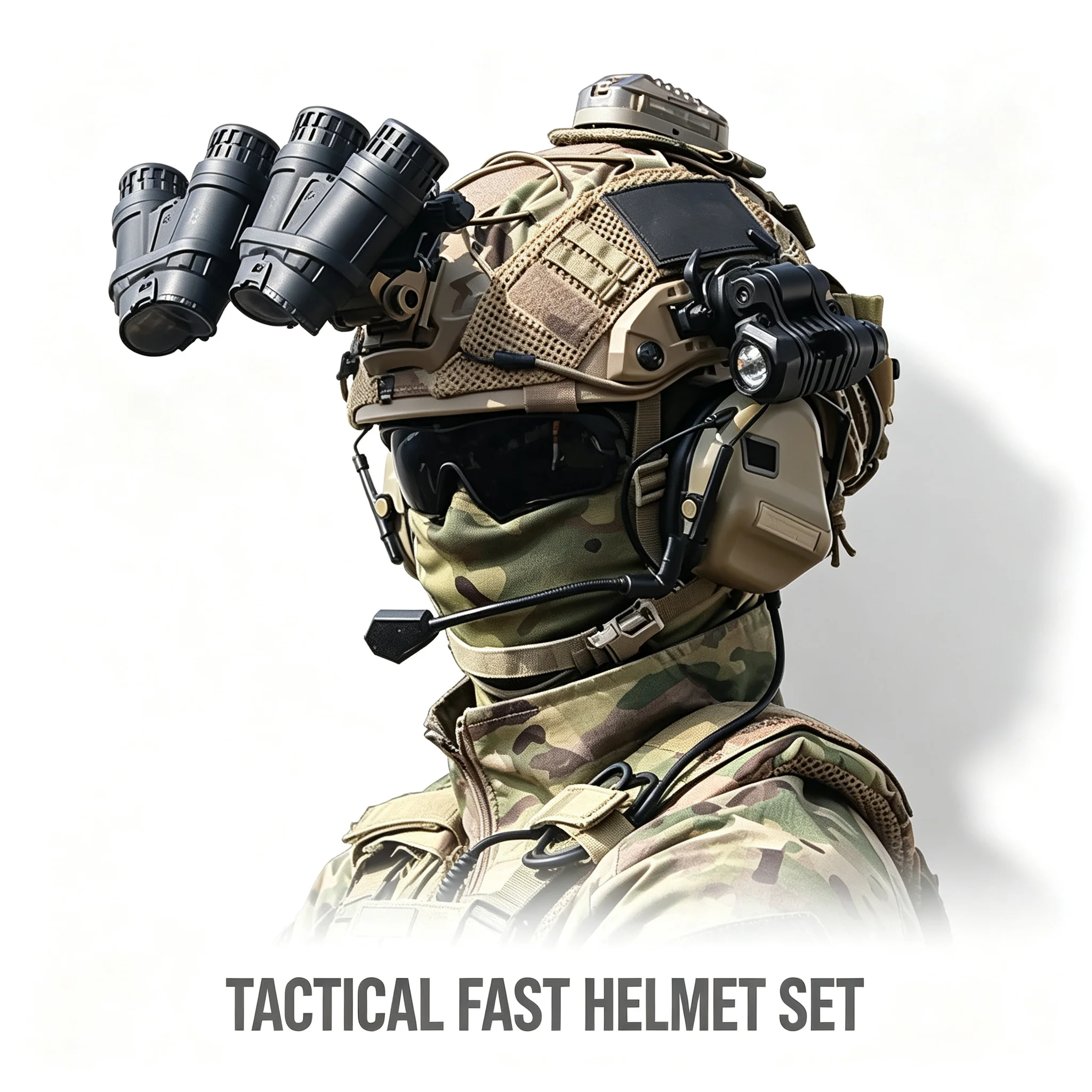 Tactical FAST Helmet Kit Airsoft Helmet Set with Goggles Full Face Mask Headset NVG Dummy Model for CS Paintball Cosplay Gear