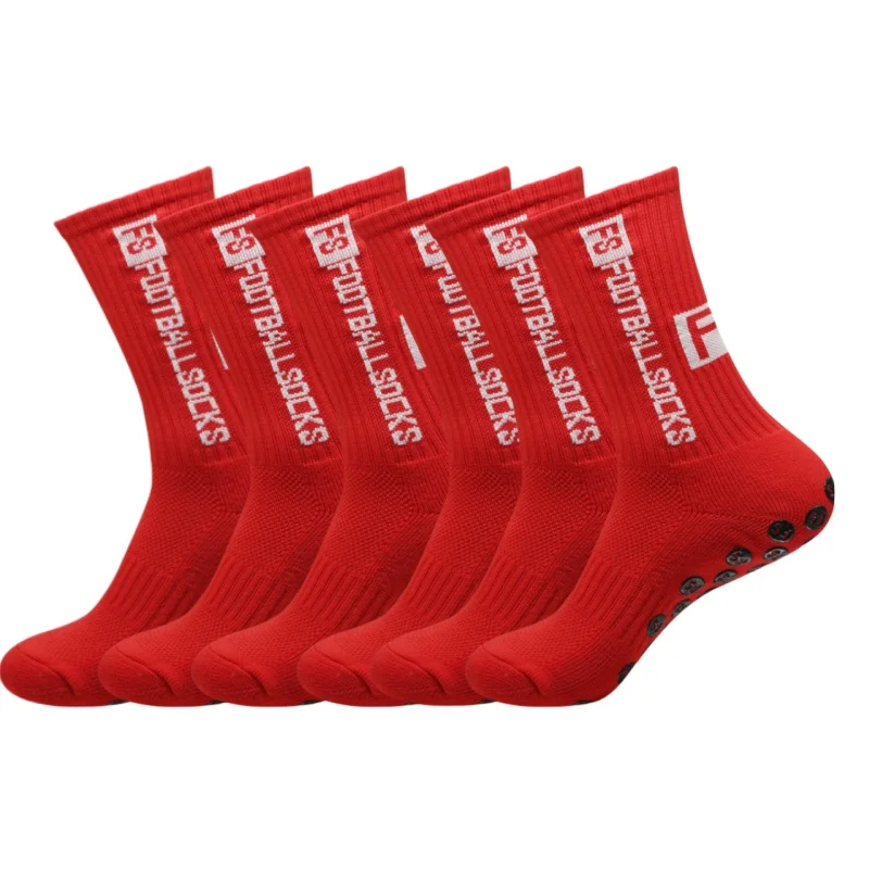6 Paare/los FS Fußball Socken Neue Stil Runde Silikon Saugnapf Grip Anti Slip Fußball Socken Sport Männer Baseball Rugby socken