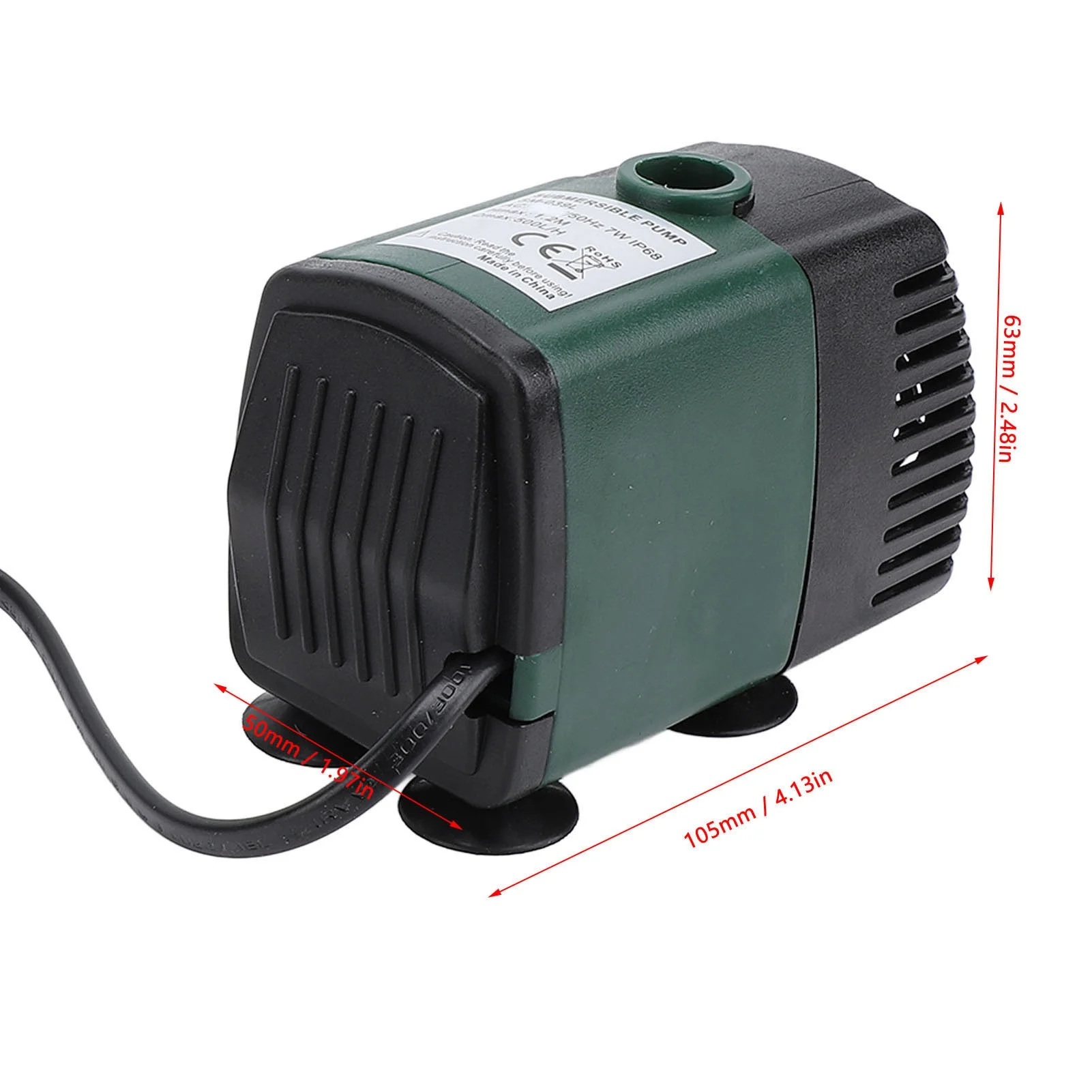 7W 500L/H Submersible Pump IP68 120cm Lift Quiet Water for Landscape Aquarium Tank Pond Home Fountain EU Plug 220V