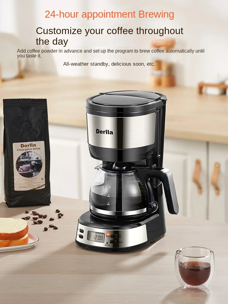 Fully semi-automatic American coffee machine household small brewed drip coffee powder pot office mini one person