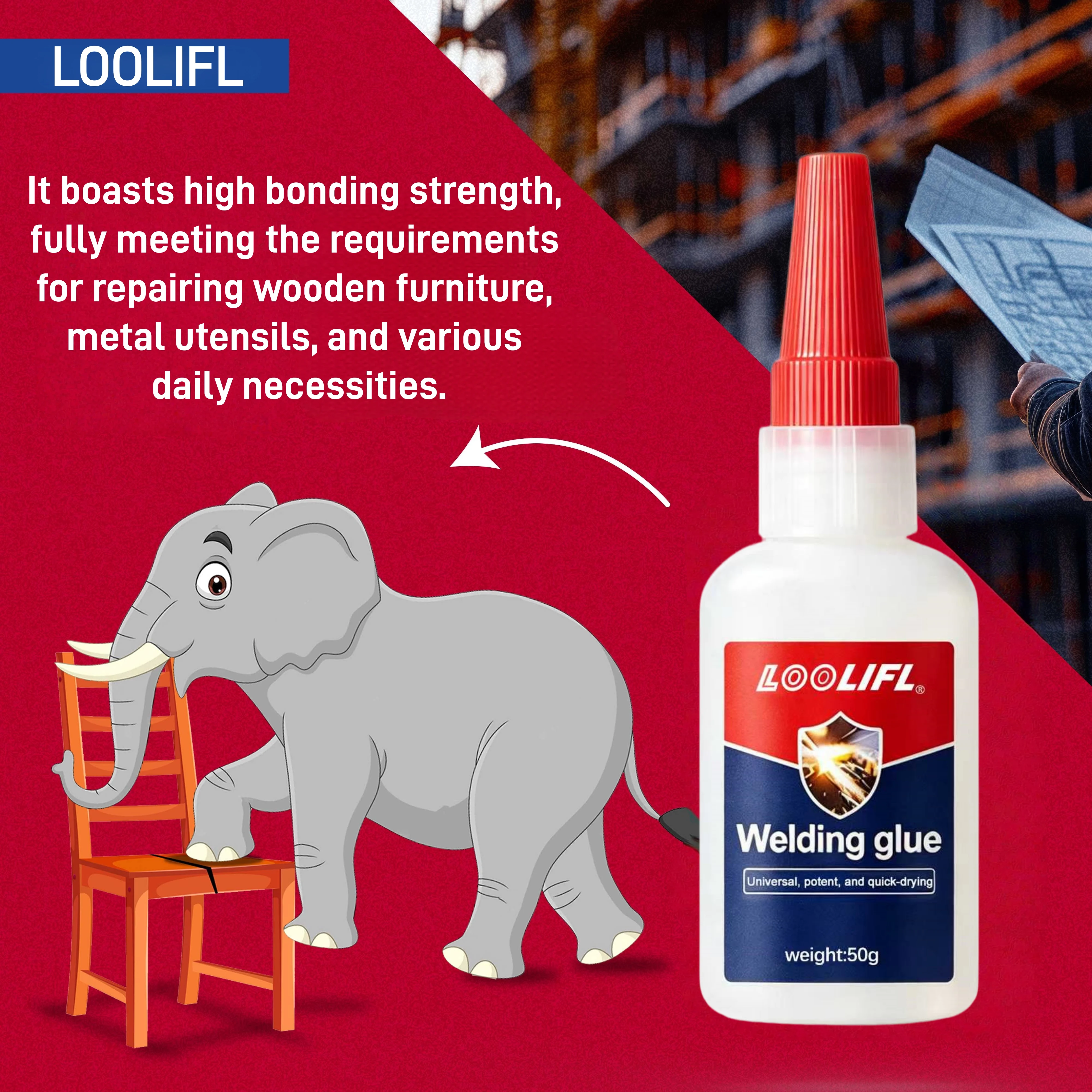 LOOLIFL 3PCS 50g XL High Strength Instant Adhesive Oil Welding Glue for Resin Ceramic Metal Glass Plastic Wood Fast Repair view 6
