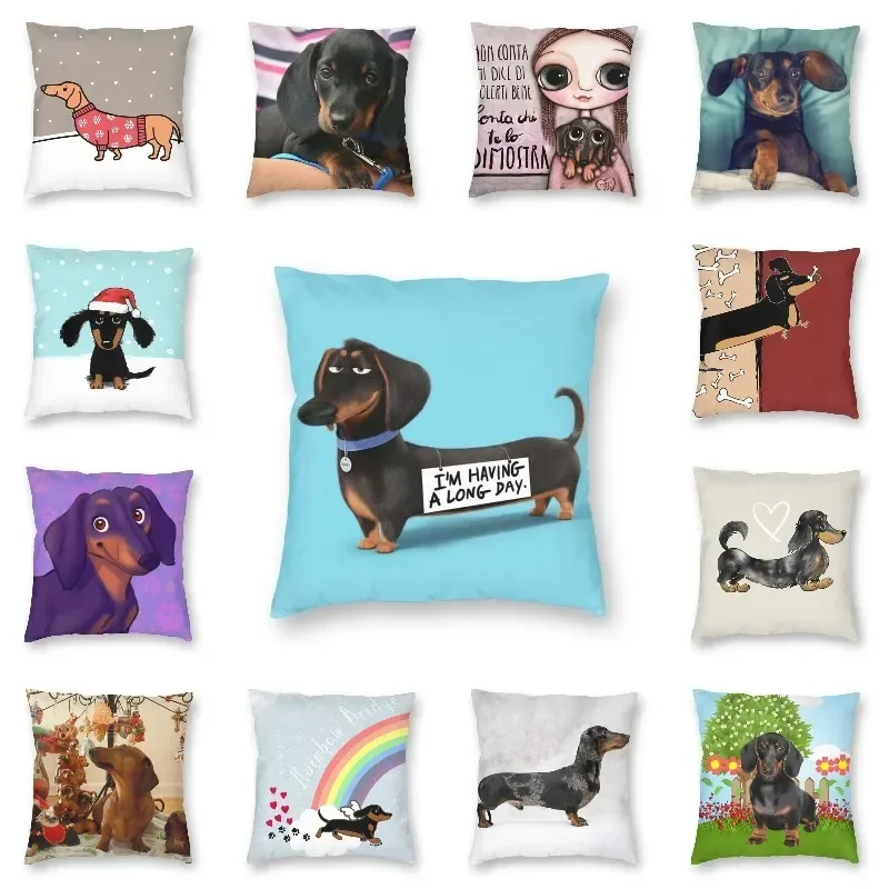 Dachshund Dog Cushion Cover Printing Sausage Wiener Badger Throw Pillow Case for Car Fashion Pillowcase Home Decor