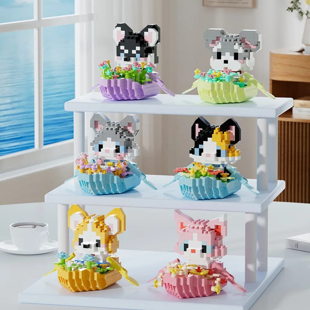 Cute Animal Boat Building Blocks Kawaii Pet Cat Dog Mini Bricks Puzzle Stress Relief Toy DIY Assembly Kit Kids Adult Birthday