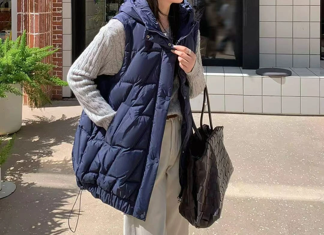 Chaleco de algodón a la moda Otoño Invierno 2025 nuevo chaleco con capucha Chaqueta de algodón suelta versátil