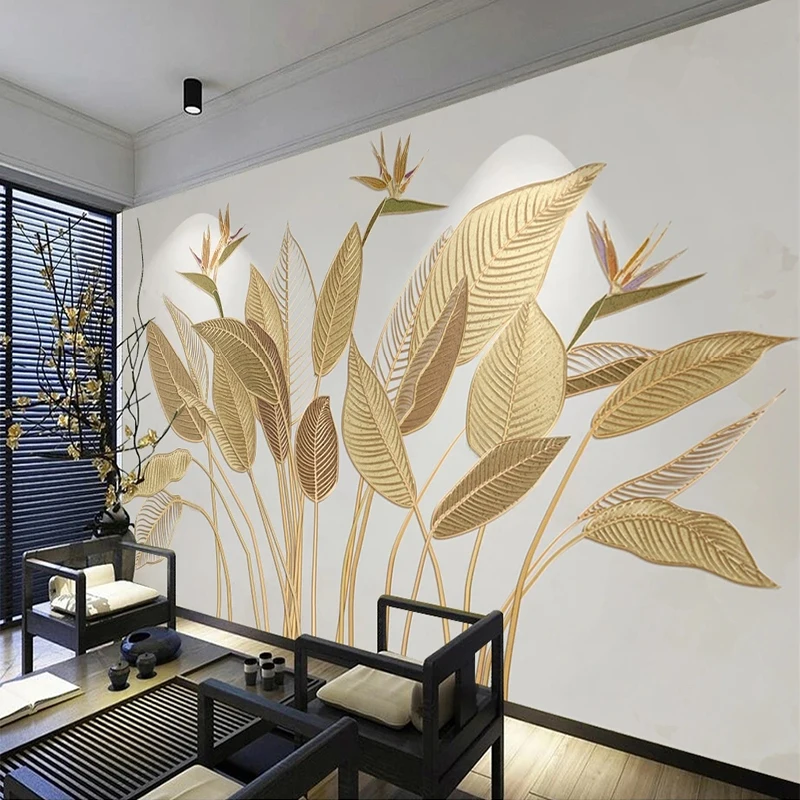 

Custom 3D Wall Mural Modern Gold Embossed Line Background Painting Living Room TV Decor Frescoes Papel De Parede Tapety Tapiz