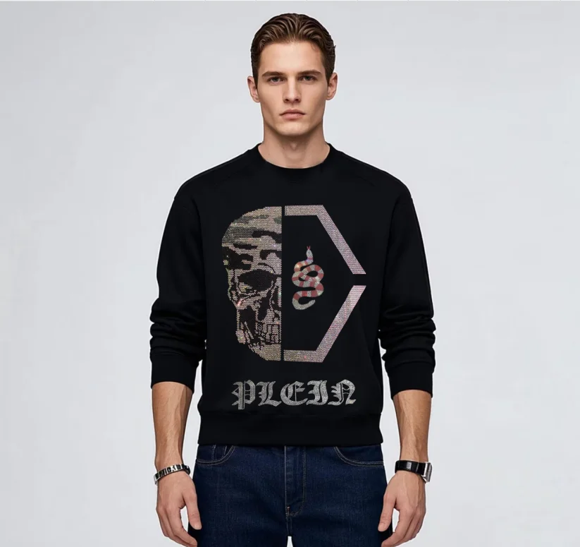 العصرية العلامة التجارية مصمم الرجال حجر الراين البلوز نسيج القطن الناعم كم طويل قمة الموضة عادية مع لهجات حجر الراين #5