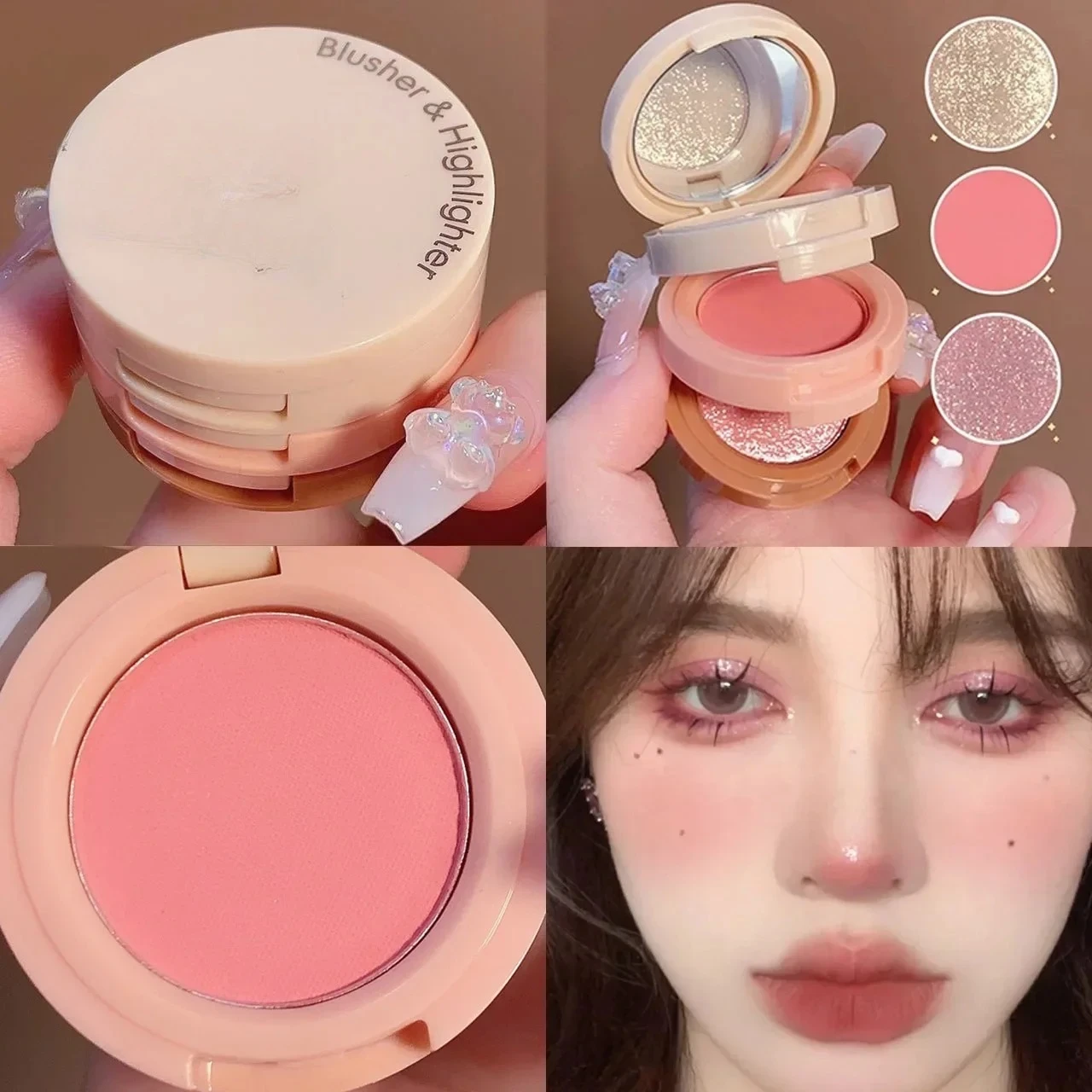 تسليط الضوء على روج طقم مكياج أحمر الخدود كونتور دودة القز عينيه لوحة الوجه ماتي بريق الصباغ شعري الحاجب مسحوق 1 قطعة