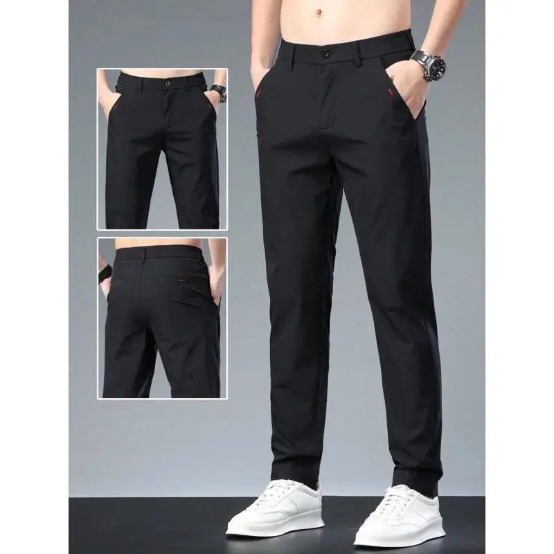 Men's Ice Silk Casual Pants Loose Fit Comfortable Long Trousers for All Seasons Fashionable Men's Clothing Xb33038340