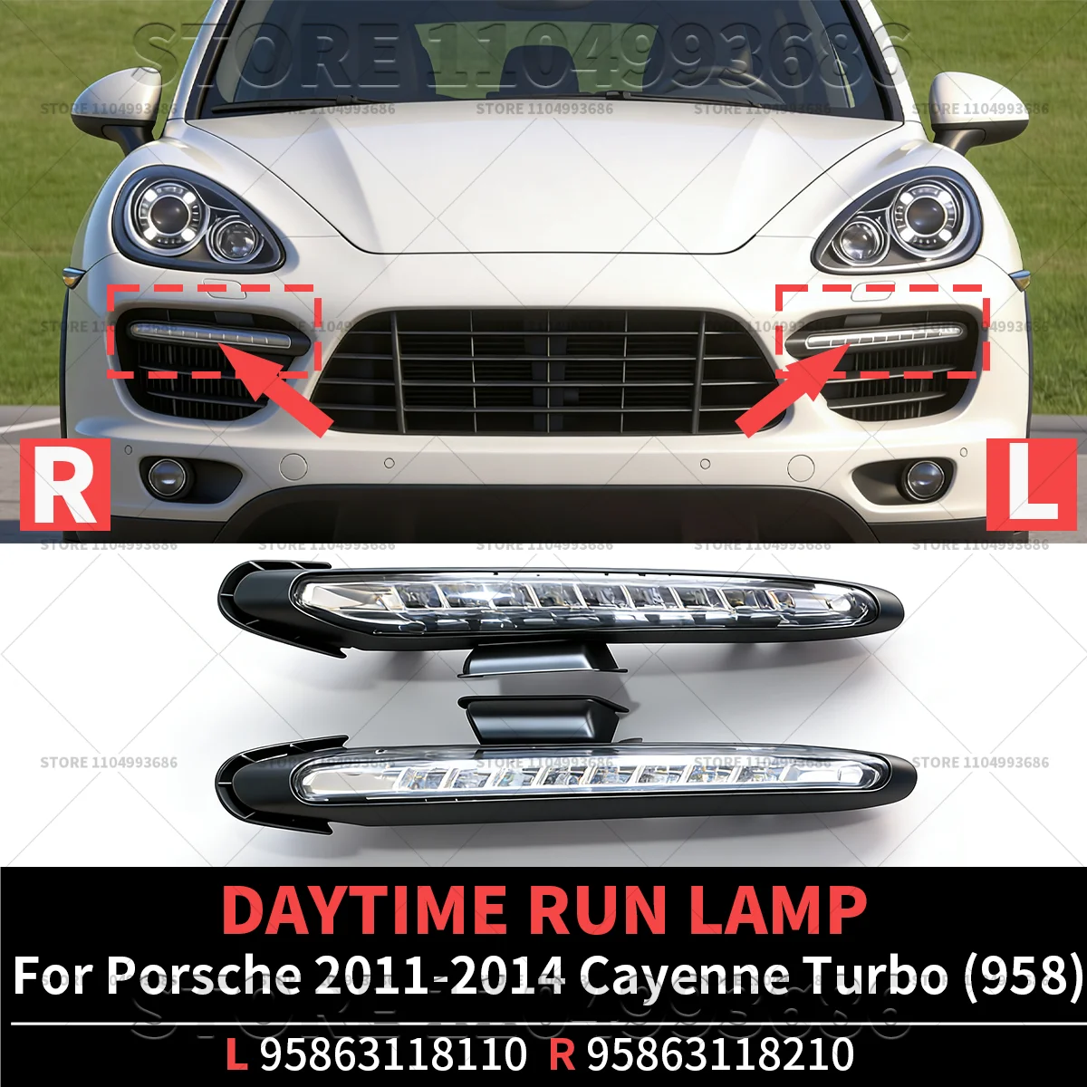 

For Porsche 2011 2012 2013 2014 Cayenne GTS Turbo (958) Daytime Run Lamp OEM 95863118110 95863118210 95863118120 95863118220