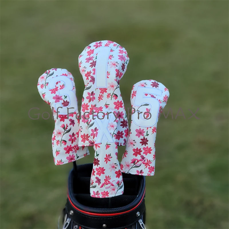 Cherry Blossoms Golf Club Driver Fairway Woods Hybrid Ut Putter And iron Headcover Golf Club Balls Head Protect Cover