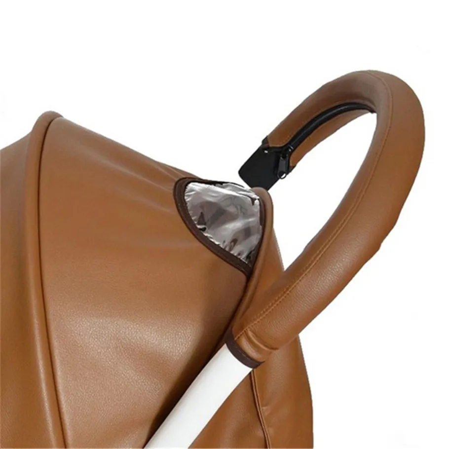 Ruiwjx-cubierta de reposabrazos para cochecito de bebé, barra de mango impermeable de cuero PU, agarre protector con cremallera, accesorios para carrito de bebé