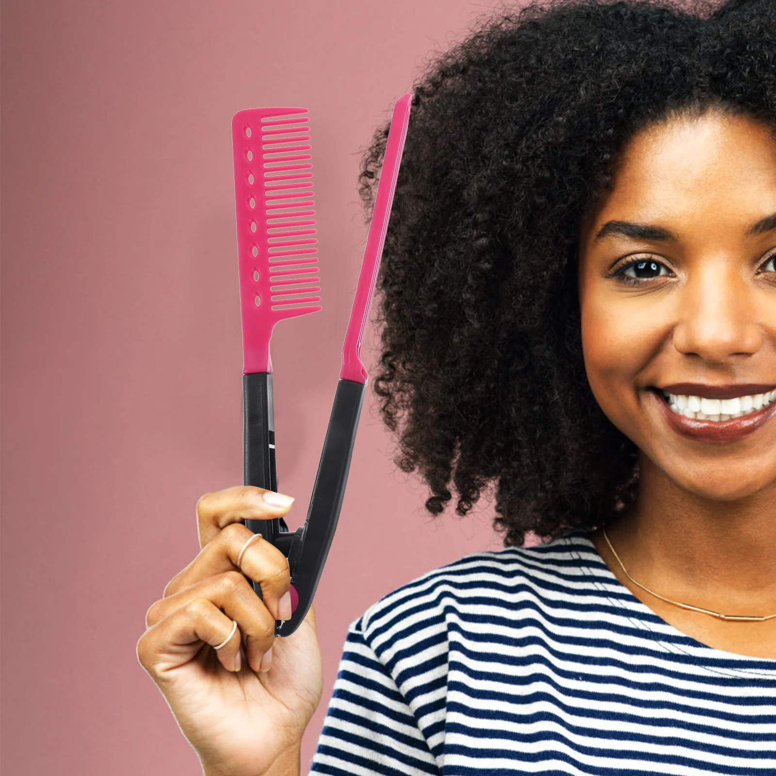 

Portable V Shaped Hair Straightening Comb Durable Compact Size for Travel Straightening Comb Salon Hair Straightener Combs