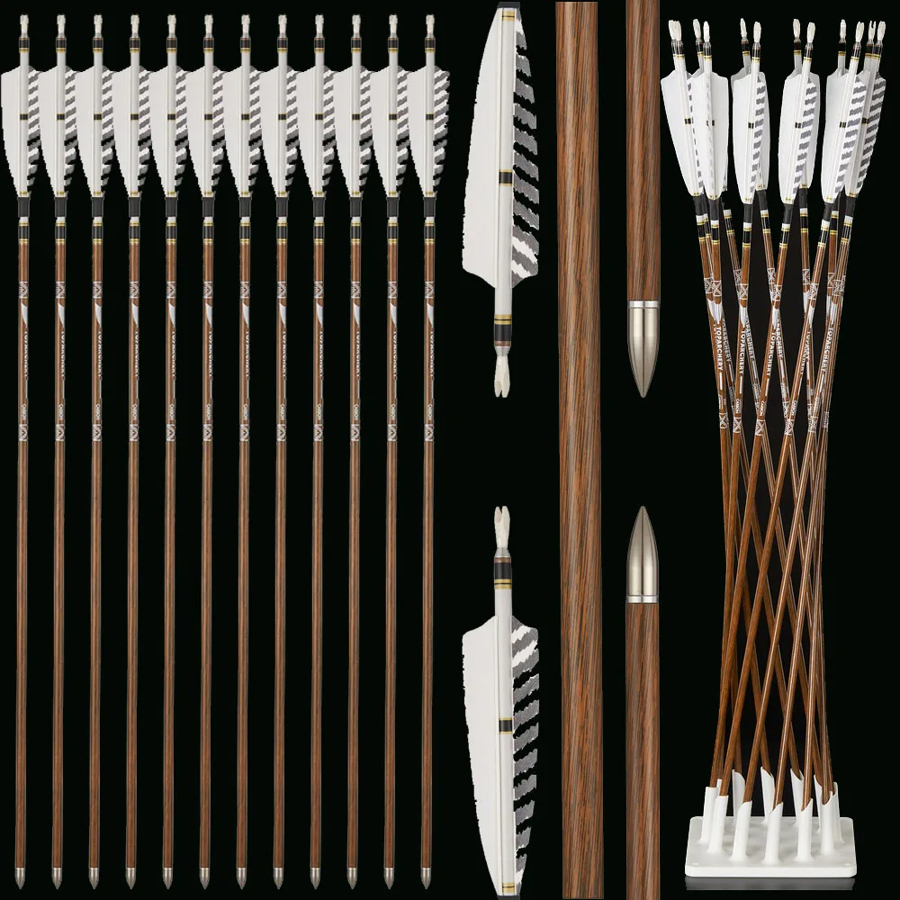 6/12/24 Piezas de Flechas de Carbono Puro para Tiro con Arco de 32 Pulgadas, Espina de 400-600, Diámetro Interior de 6.2 mm, Punta de Flecha Reemplazable para Arco Recurvo/Compuesto, Flecha de Caza