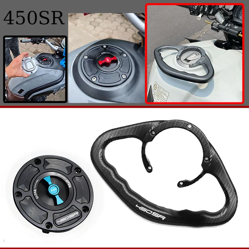 

Аксессуары для мотоциклов CFMOTO 450SR, крышка топливного бензобака с ЧПУ, алюминиевый задний пассажирский подлокотник без ключа, подлокотник топливного бака