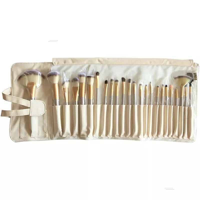 18/12/24Zhi Mi White Makeup Brush Set Fan Shape24Champagne-colored Makeup Tools Synthetic