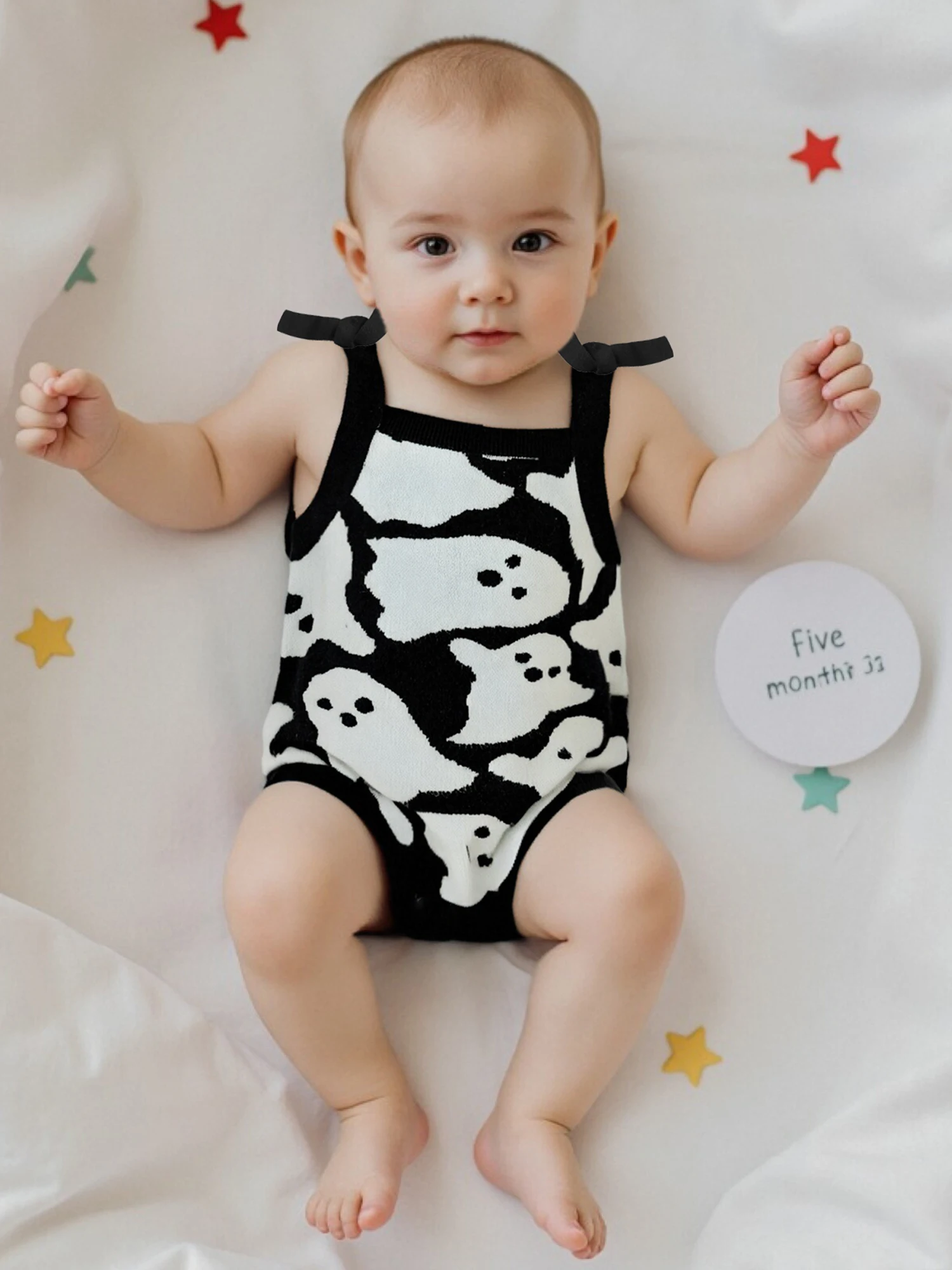 

Очаровательный вязаный комбинезон с тыквой на Хэллоуин для маленьких мальчиков, с жутким принтом летучей мыши и бретелями на пуговицах для стильной детской модной одежды