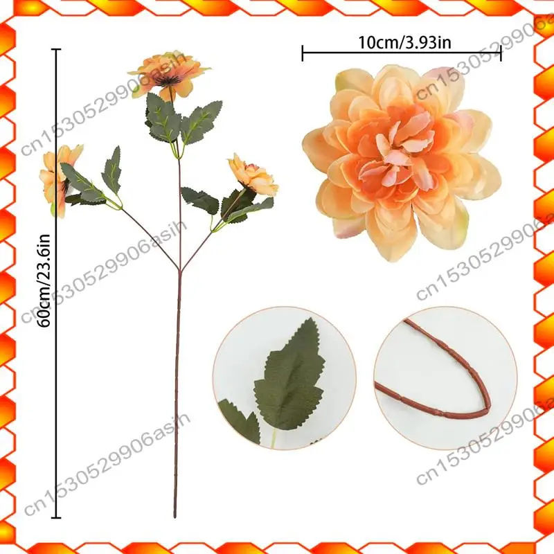 -AT52 6 pezzi di fiori autunnali artificiali, 18 teste di seta finte fiori di mamme fiori di crisantemo finto arancione per la decorazione domestica