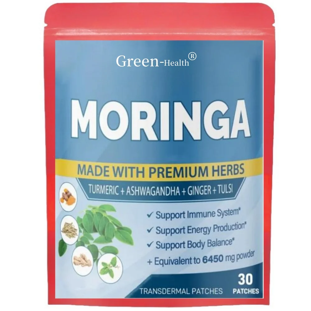 

30 Patches Moringa Transdermal Patches with Ashwagandha, Ginger, Turmeric Energy Booster Immune System Support