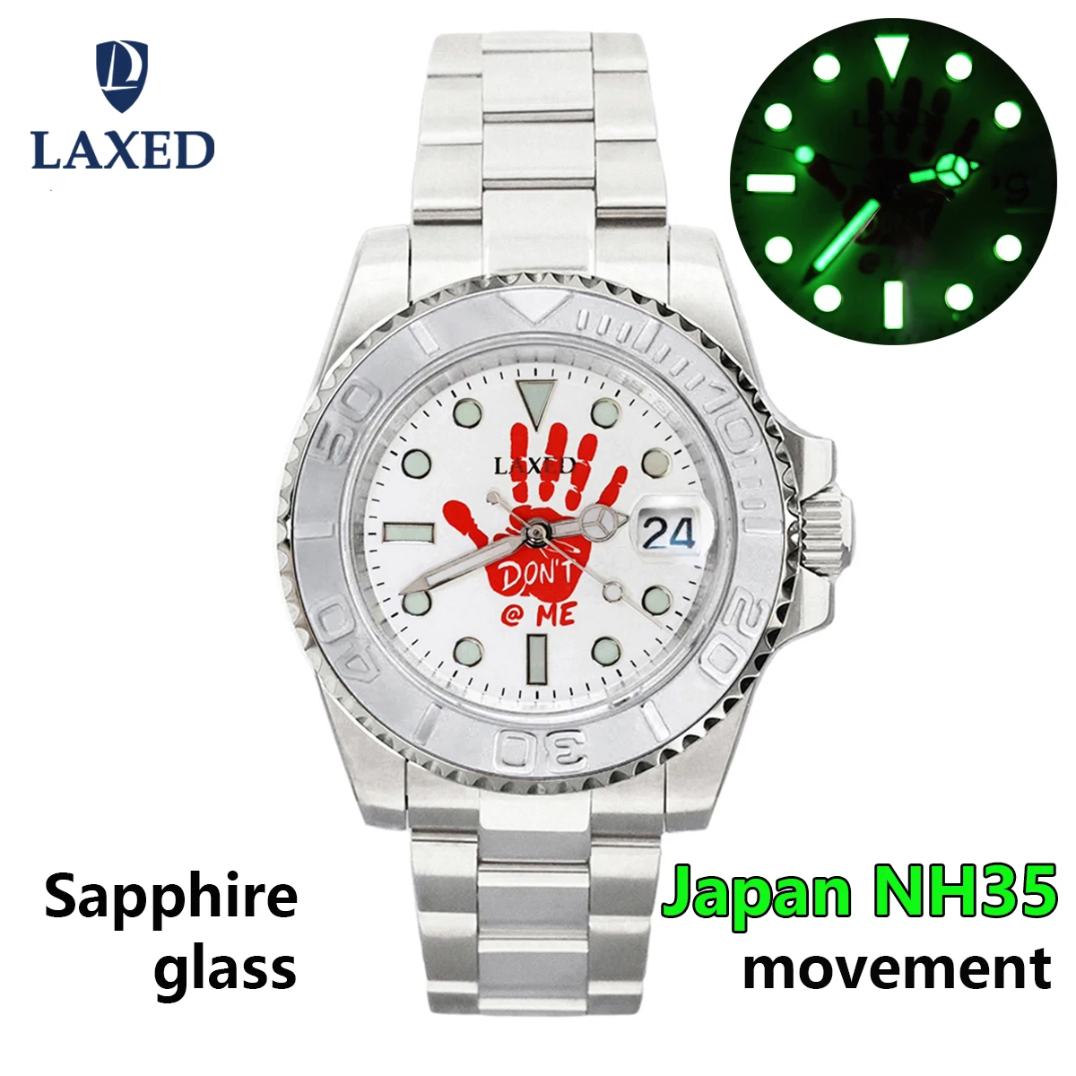 LAXED New 40mm Watch NH35 Men's Watch Custom Pattern Watch Automatic Mechanical Watch Luminous Waterproof Sapphire Men's Watches