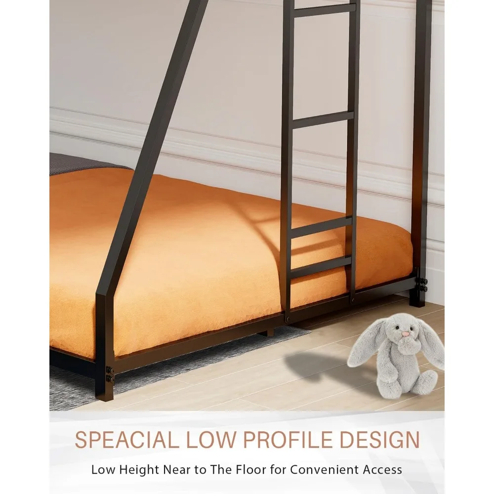 Litera de Metal con Escalera lateral extraíble, cama de dormitorio, litera doble sobre cama completa, literas de Metal, parte inferior completa,