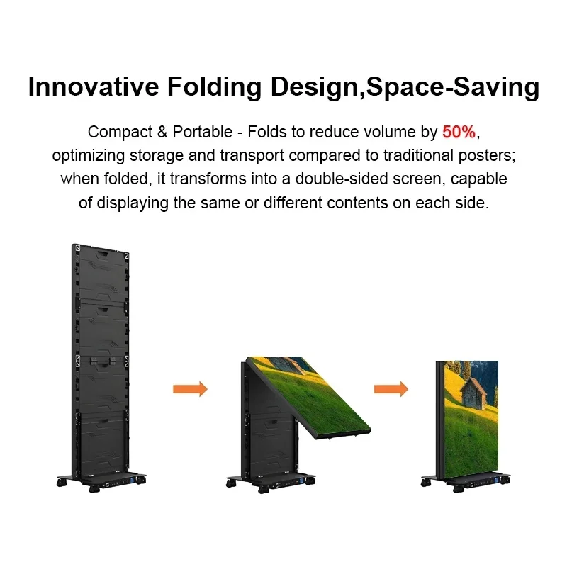 custom.P2.5Foldable indoor useLEDPoster screen display，1000cdBrightness，Portable Digital Video Wall，Suitable shop