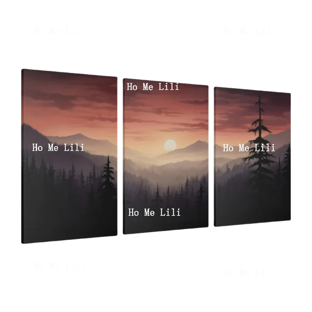 Mountain Landscape Triptych Canvas Wall Art Misty Forest Smoky Mountain Large Canvas Wall Decor