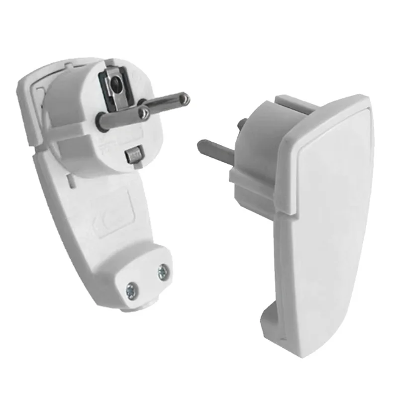 AA08-2Pcs White Schuko Angled Plug Flat Schuko Flat Plug 250 V (16 A) Schuko Plug Flat Eu Plug