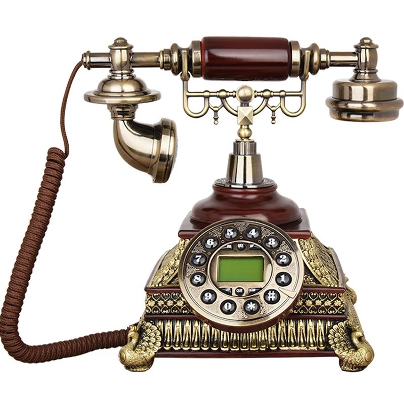 European Antique Old Fixed Telephone Retro Creative Wired Telephone Landline Desktop Corded Phone Home Decorative