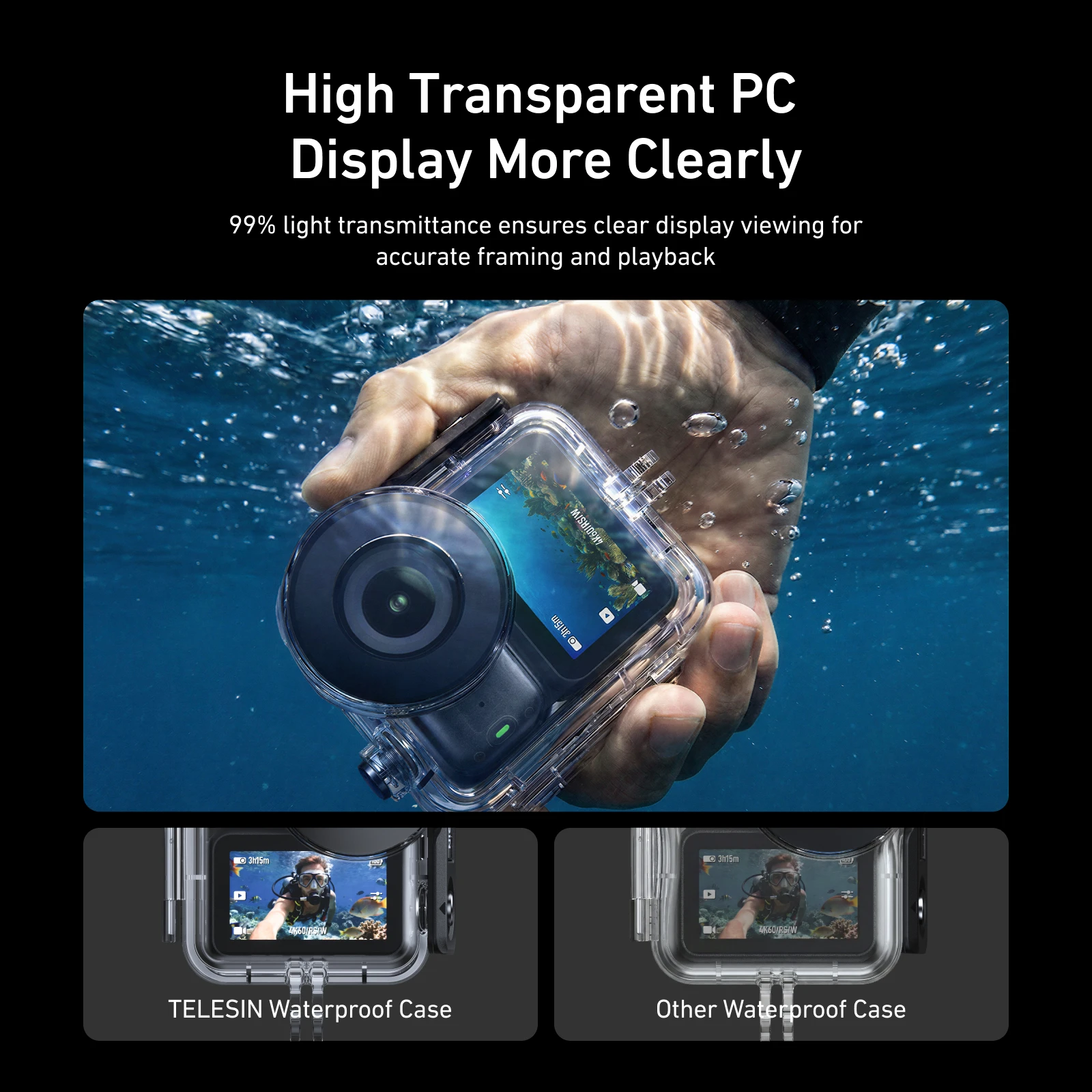Custodia impermeabile TELESIN  - Action Camera Diving Case Underwater 60M recensione e prezzo