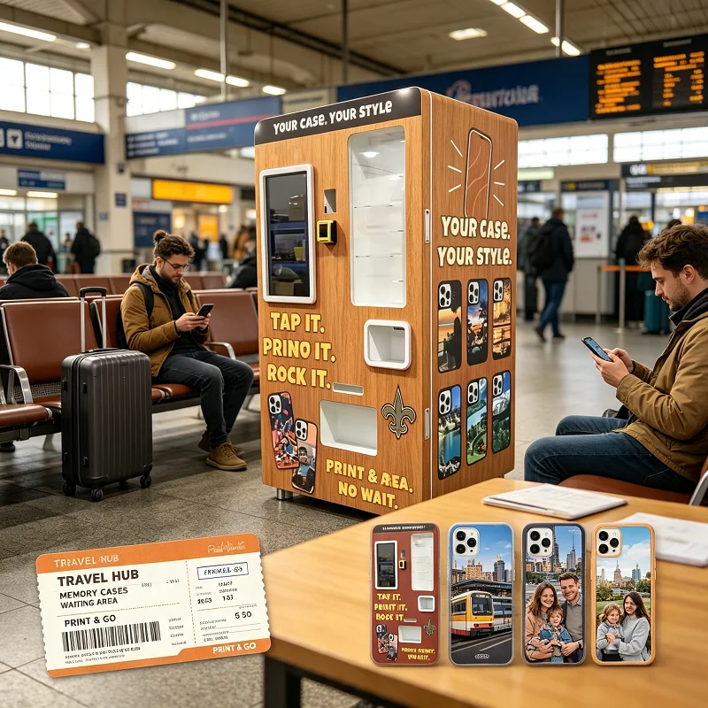 Eco Friendly Phone Case Kiosk Vending Printer with Biodegradable Materials for Mall Plaza