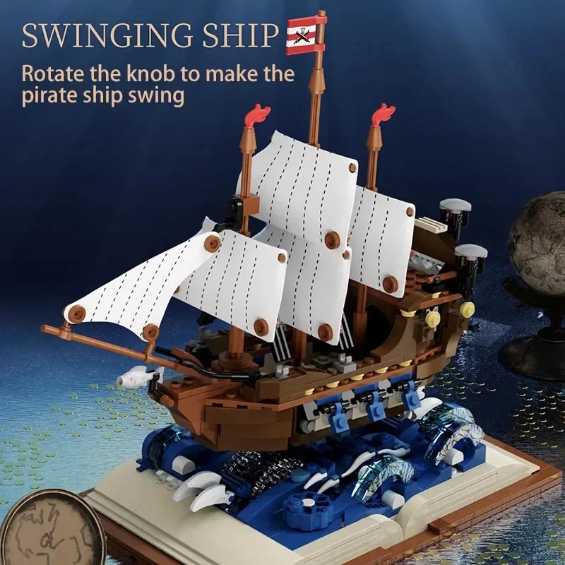 City 925PCS Retro Warship Magic Book Building Blocks Classic Pirate Ship DIY Boat Imperial Battleships Bricks Toys for Children