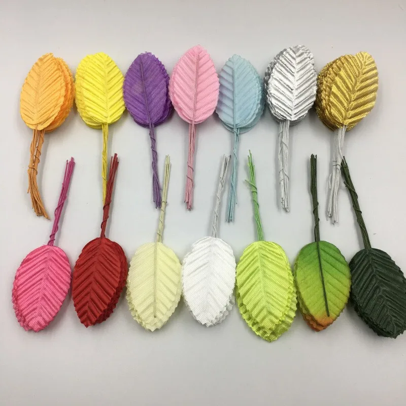 

200pcs Artificial Plant Silk Leaf Fake Flower For Home Wedding Decoration DIY Gold Leaves Rose Headdress Wedding Candy Box Gift