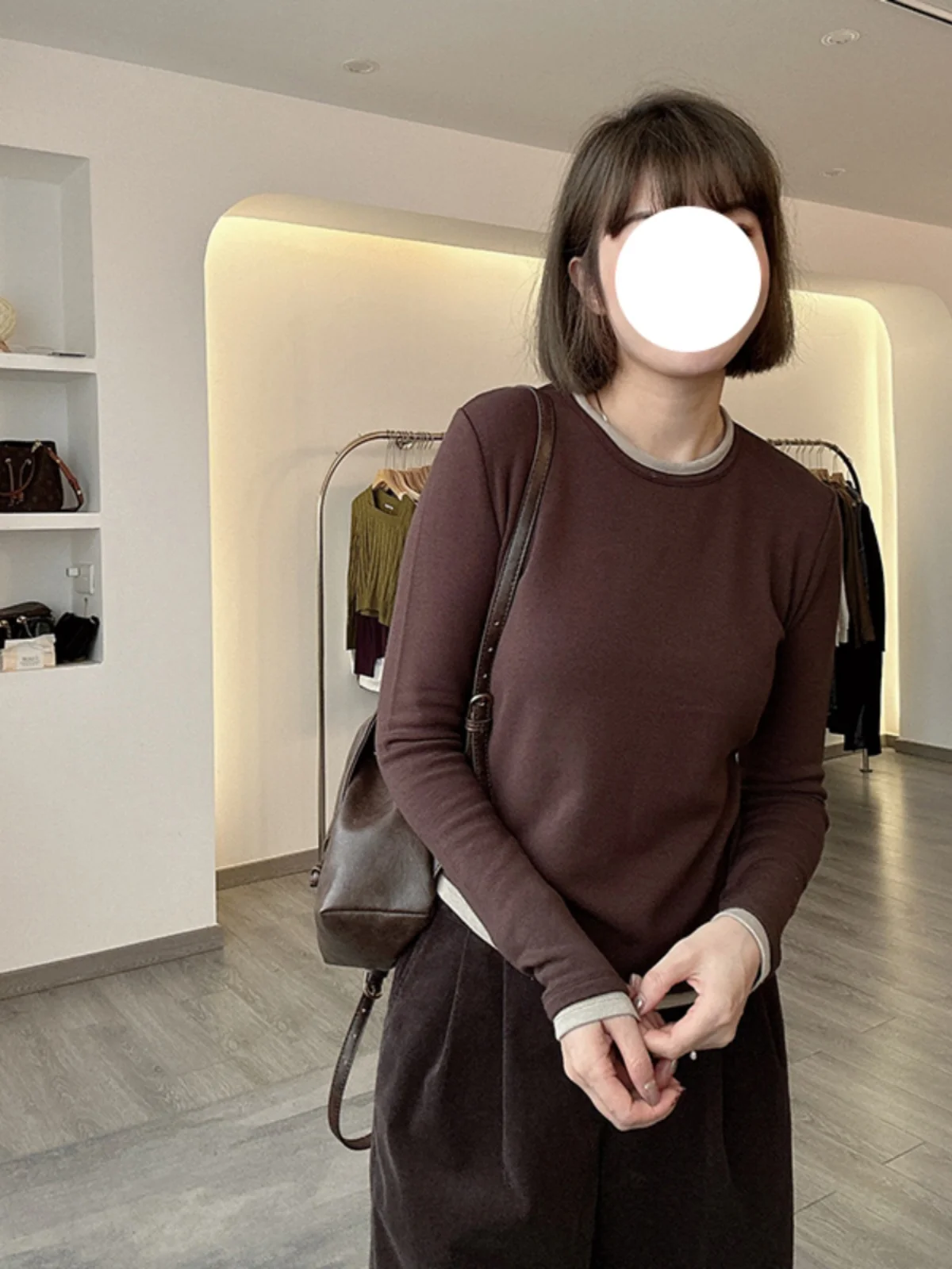 

Женская футболка больших размеров с круглым вырезом и длинным рукавом, базовая, скрывающая недостатки фигуры, утягивающая, весенняя новинка, для повседневной носки