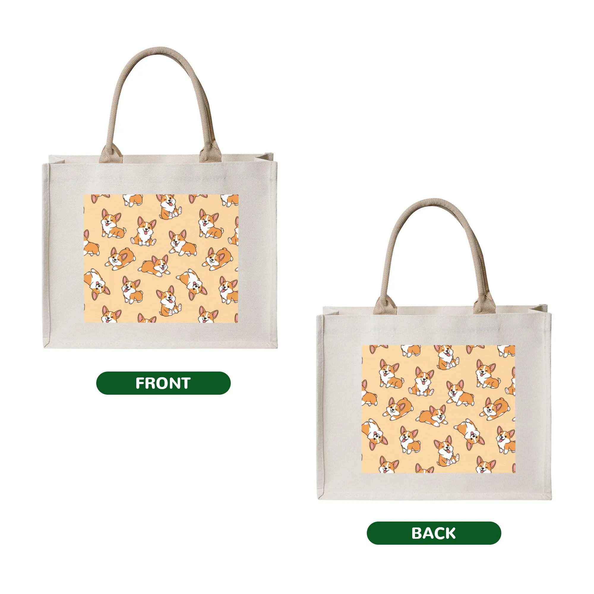 Funny Corgi Pembroke Welsh Corgi Dog  Grocery Shopping Bag Funny Shopper Tote Shoulder Bag Large Capacity Portable  Handbag