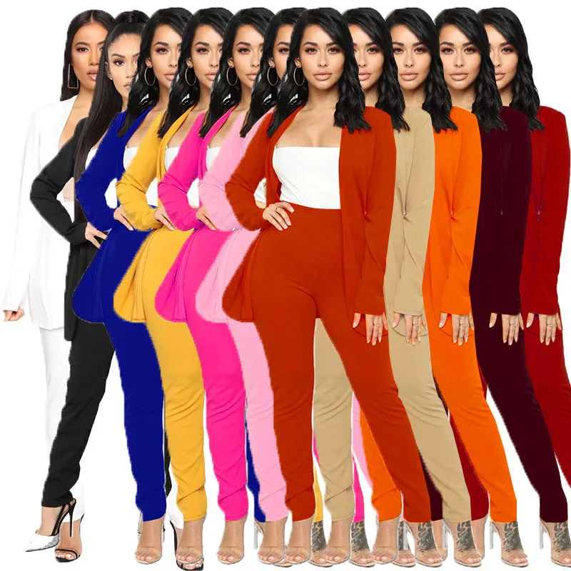 Women's Fashion Temperament Professional Casual Long-sleeved Trousers Small Suit Suit