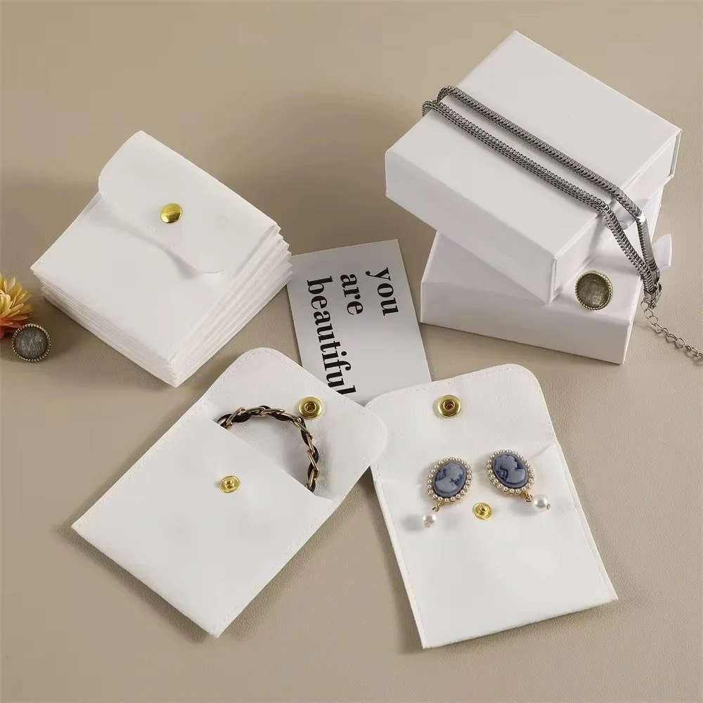 Sell 8x8cm White jewelry bag microfiber bracelet earring ring packaging no logo fast shipping