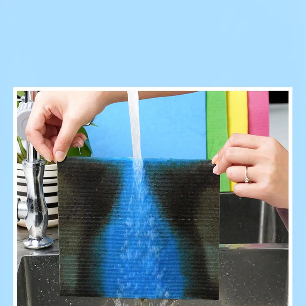 Eco Friendly Kitchen Dish Towel Wood Pulp Sponge Cleaning Rag Non Shedding Soft Scrubber For Daily Household Chores