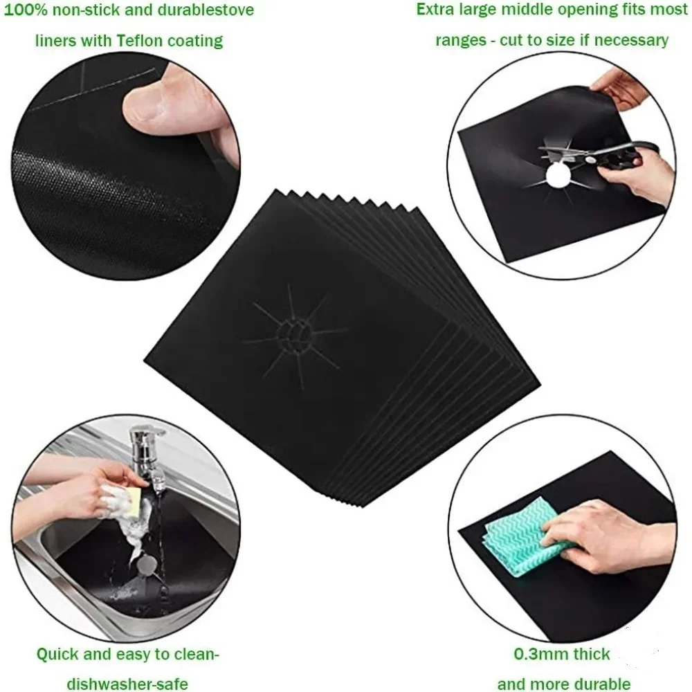 4PCS kitchen stove cover non stick lining gas stove protector, heat-resistant, easy to cut and clean stove cover protector