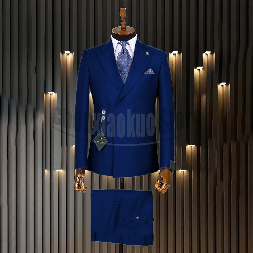 男士西装 戗驳领双排扣修身商务休闲礼服 - usage example