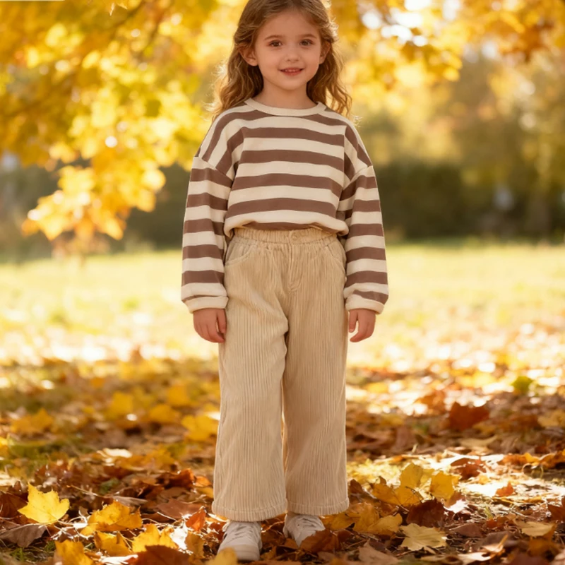 

Autumn Girl Clothes Spring Kids Striped Long Sleeves T-shirt Toddler Girl Loose Bottoming Shirt Boy Baby Casual Tops T-Shirt