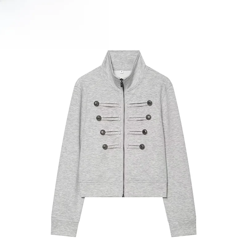 

Fashionable Versatile ZR Summer New Arrival Women's Sweatshirt Jacket Stand Collar All Match Polyester Standard Fit Long Sleeve