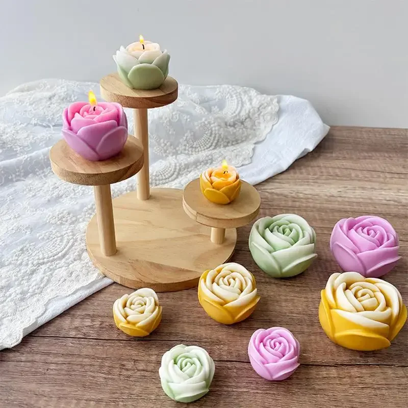متعدد الحجم ثلاثية الأبعاد شكل زهرة سيليكون روز قالب شمع قالب صابون يدوي الصنع كعكة الزفاف ديكور هلام هدية عيد الحب DIY بها بنفسك