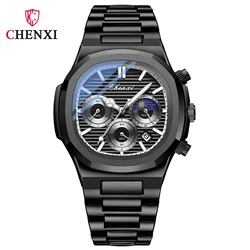 Men Watches Stainless Steel Waterproof Calendar Watch Sport Chronograph Luminous Man Quartz Wristwatch