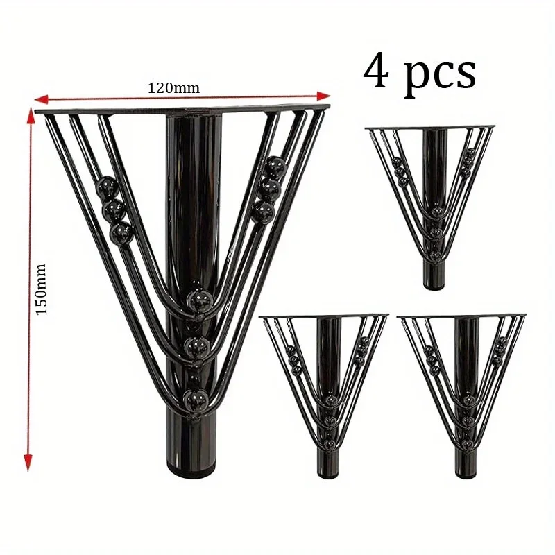 4pcs Furniture Legs Triangle top Plate feet Ball Decoration Bed Tablecouches Dresser Cabinet Side Table Adjustable Furniture Leg