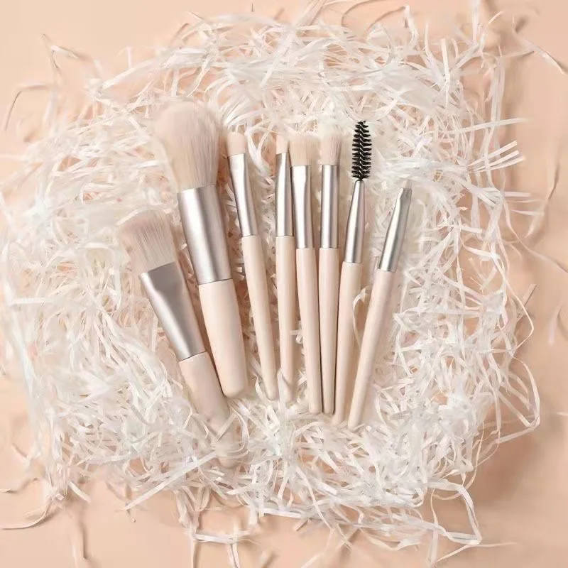 Conjunto de pincéis de maquiagem portátil, 8 peças, macio, corretivo, blush, pó solto, sombra, base, ferramentas de beleza