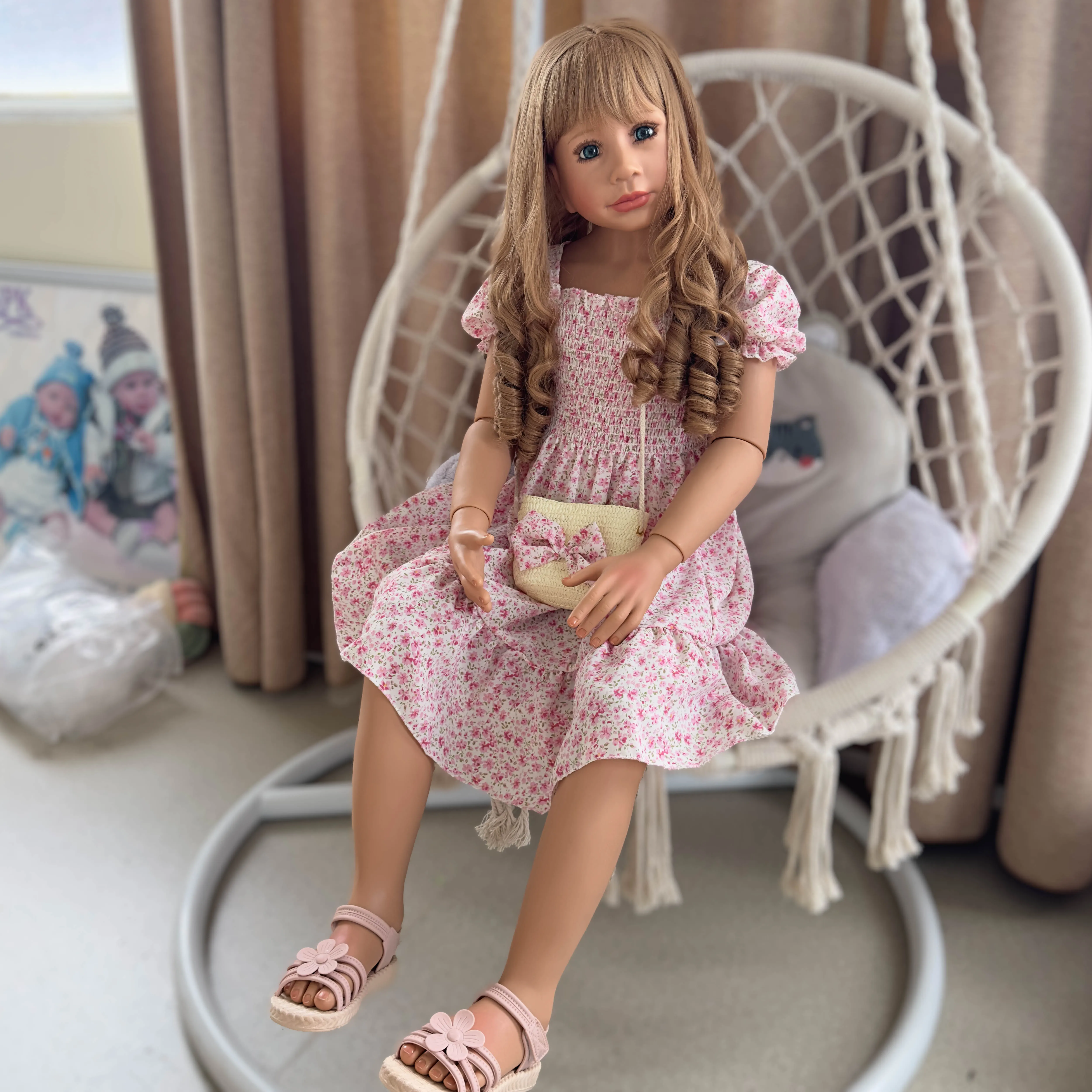 Muñeca Reborn Original de 120 cm, obra maestra, con articulaciones esféricas, cuerpo completo, niña bebé princesa de 5-6 años, modelo con vestido de bebé real.