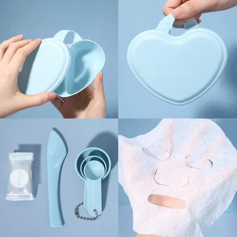 DIY Heart Shape Face Mask 1Set Mixing Bowl Set Mask Brush Mixing Stick Spoon Facial Skin Care Mask Tools Kit Beauty Skincare