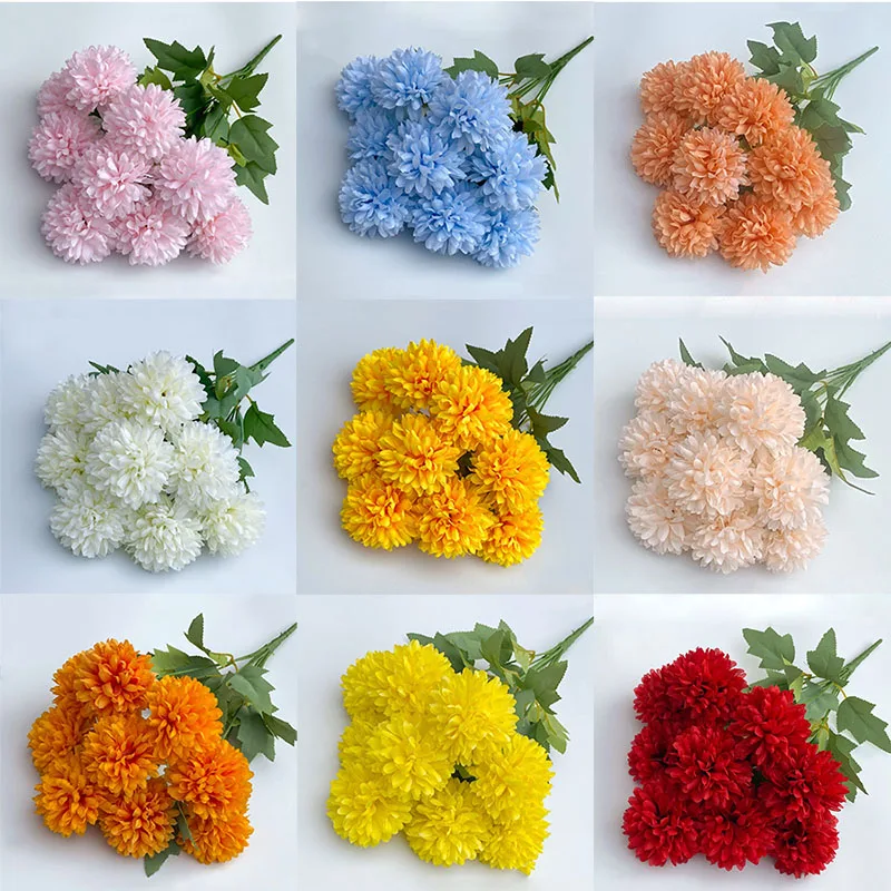 Künstlicher Blumenstrauß, Chrysantheme, Hochzeit, Zuhause, Weihnachten, Brautstrauß, Basteln, Scrapbooking, Kranz, Requisiten, Tischparty-Dekoration – Detail 1